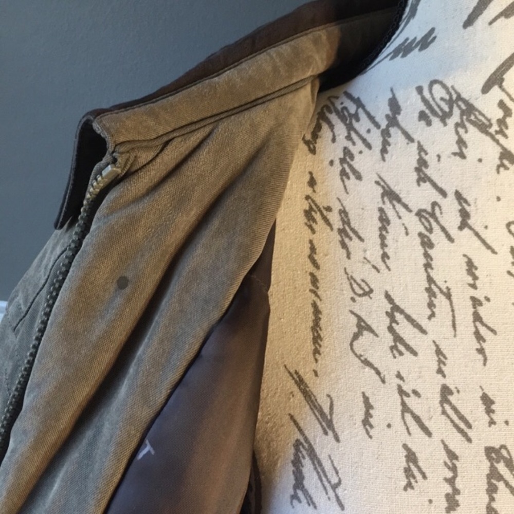 RFT Rainforest Down Filled Suede Bomber Jacket Zip up, Men size Large EUC - Picture 5 of 8